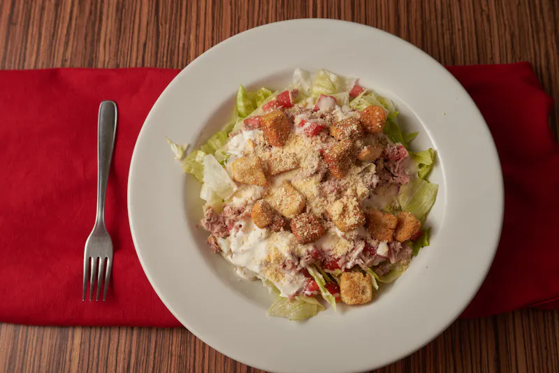 Caesar salad with croutons and parmesan