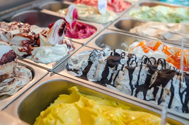 Gelato in various flavors
